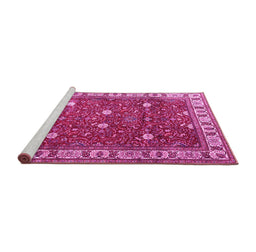 Sideview of Machine Washable Persian Pink Traditional Rug, wshtr3952pnk