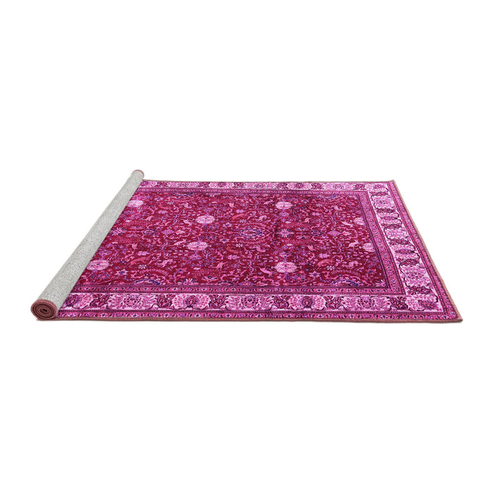 Sideview of Machine Washable Persian Pink Traditional Rug, wshtr3952pnk