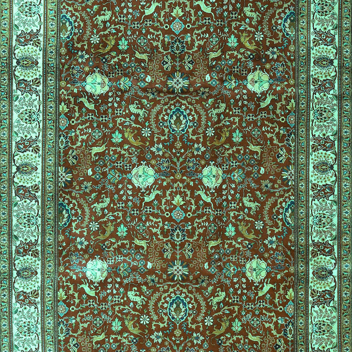 Machine Washable Persian Turquoise Traditional Area Rugs, wshtr3952turq