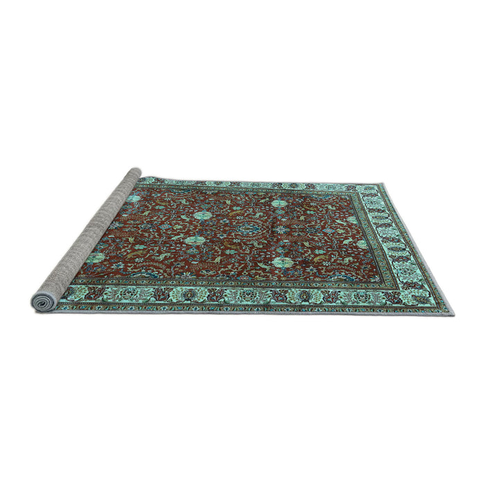 Sideview of Machine Washable Persian Light Blue Traditional Rug, wshtr3952lblu