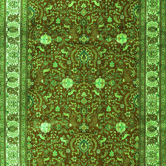 Serging Thickness of Machine Washable Persian Green Traditional Area Rugs, wshtr3952grn