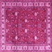 Square Machine Washable Persian Pink Traditional Rug, wshtr3952pnk