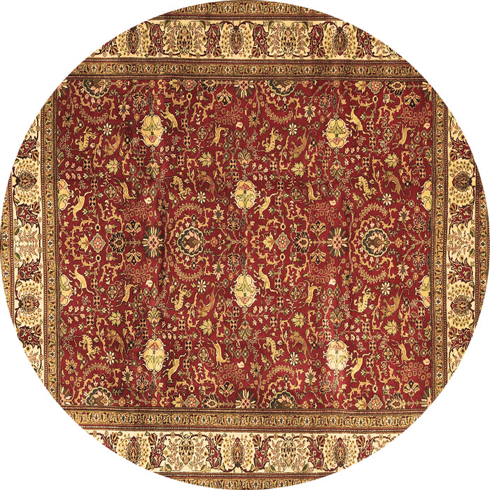 Round Persian Brown Traditional Rug, tr3952brn