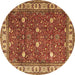 Round Persian Brown Traditional Rug, tr3952brn