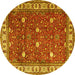 Round Machine Washable Persian Yellow Traditional Rug, wshtr3952yw