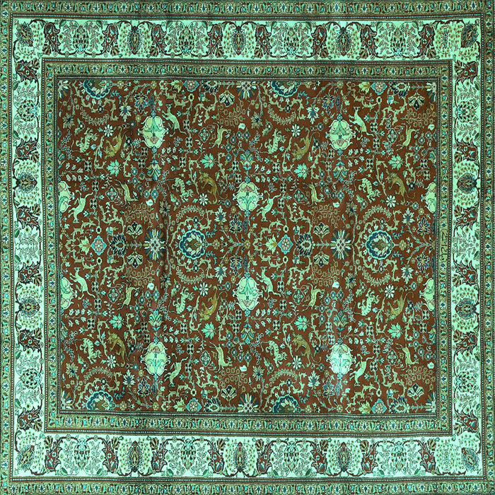 Square Persian Turquoise Traditional Rug, tr3952turq