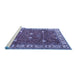 Sideview of Machine Washable Persian Blue Traditional Rug, wshtr3952blu