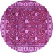 Round Machine Washable Persian Purple Traditional Area Rugs, wshtr3952pur