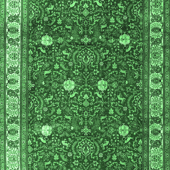 Machine Washable Persian Emerald Green Traditional Area Rugs, wshtr3952emgrn