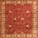 Round Machine Washable Persian Orange Traditional Area Rugs, wshtr3952org