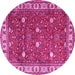 Round Machine Washable Persian Pink Traditional Rug, wshtr3952pnk