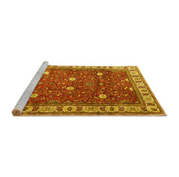 Sideview of Machine Washable Persian Yellow Traditional Rug, wshtr3952yw
