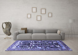Machine Washable Animal Blue Traditional Rug in a Living Room, wshtr3953blu