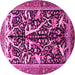 Round Machine Washable Animal Pink Traditional Rug, wshtr3953pnk