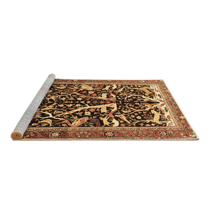 Sideview of Machine Washable Animal Brown Traditional Rug, wshtr3953brn