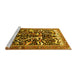 Sideview of Machine Washable Animal Yellow Traditional Rug, wshtr3953yw