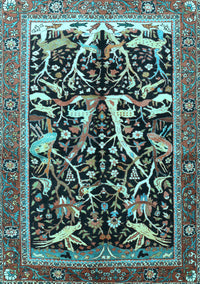 Animal Light Blue Traditional Rug, tr3953lblu