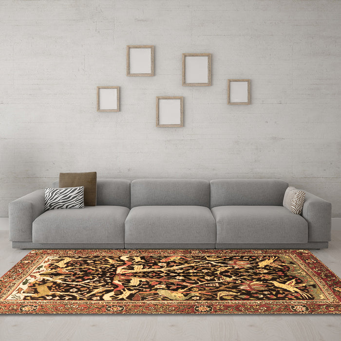 Machine Washable Animal Brown Traditional Rug in a Living Room,, wshtr3953brn