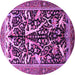 Round Machine Washable Animal Purple Traditional Area Rugs, wshtr3953pur