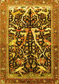 Animal Yellow Traditional Rug, tr3953yw