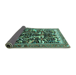 Sideview of Animal Turquoise Traditional Rug, tr3953turq