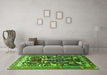 Machine Washable Animal Green Traditional Area Rugs in a Living Room,, wshtr3953grn