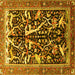 Square Animal Yellow Traditional Rug, tr3953yw