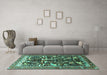 Machine Washable Animal Turquoise Traditional Area Rugs in a Living Room,, wshtr3953turq