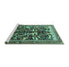 Sideview of Machine Washable Animal Turquoise Traditional Area Rugs, wshtr3953turq