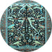 Round Animal Light Blue Traditional Rug, tr3953lblu