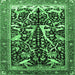 Square Animal Emerald Green Traditional Rug, tr3953emgrn