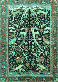 Animal Turquoise Traditional Rug, tr3953turq