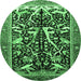 Round Animal Emerald Green Traditional Rug, tr3953emgrn