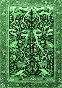 Animal Emerald Green Traditional Rug, tr3953emgrn