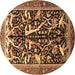 Round Animal Brown Traditional Rug, tr3953brn