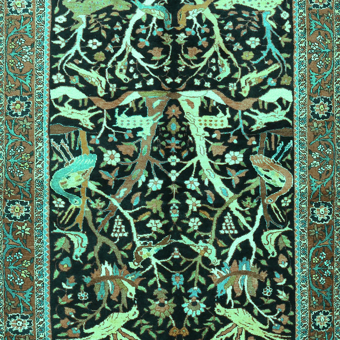 Machine Washable Animal Turquoise Traditional Area Rugs, wshtr3953turq