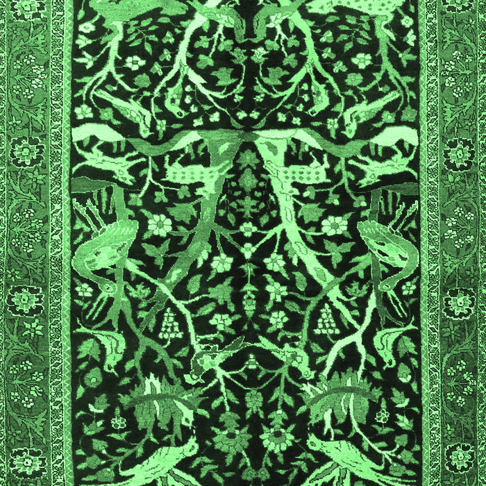 Machine Washable Animal Emerald Green Traditional Area Rugs, wshtr3953emgrn