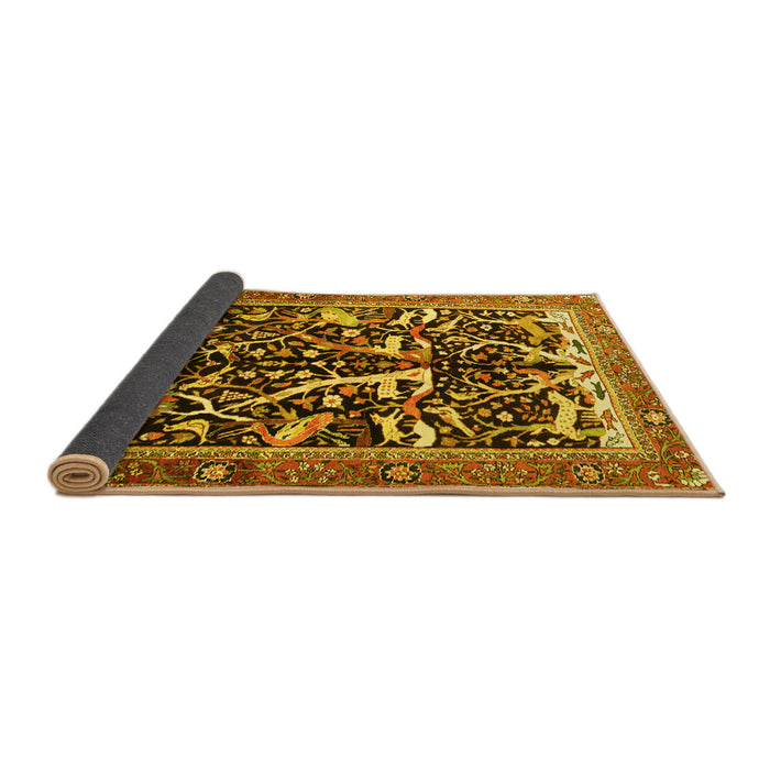 Sideview of Animal Yellow Traditional Rug, tr3953yw