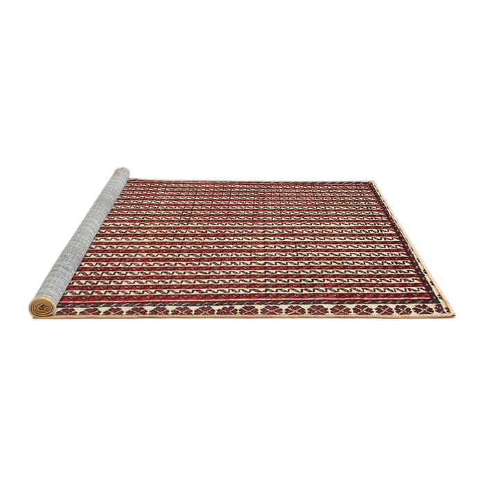 Sideview of Machine Washable Traditional Tomato Red Rug, wshtr3954