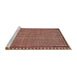 Sideview of Machine Washable Traditional Tomato Red Rug, wshtr3954