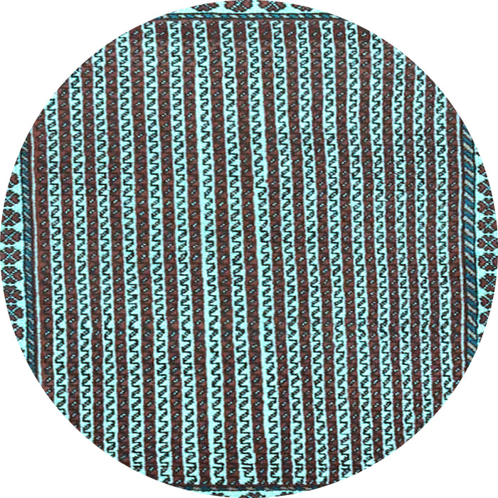 Round Southwestern Light Blue Country Rug, tr3954lblu