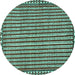 Round Machine Washable Southwestern Turquoise Country Area Rugs, wshtr3954turq