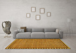 Machine Washable Southwestern Yellow Country Rug in a Living Room, wshtr3954yw