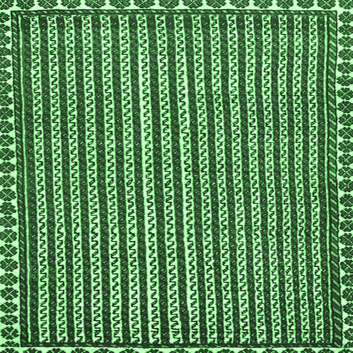 Square Machine Washable Southwestern Emerald Green Country Area Rugs, wshtr3954emgrn