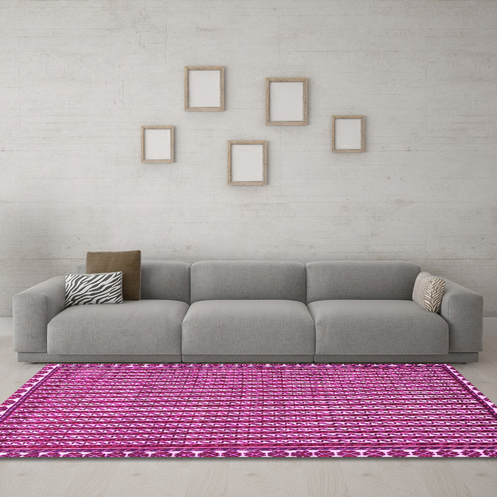 Machine Washable Southwestern Pink Country Rug in a Living Room, wshtr3954pnk