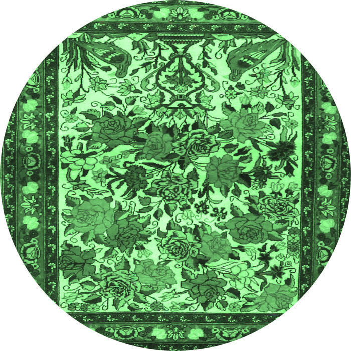 Round Animal Emerald Green Traditional Rug, tr3955emgrn