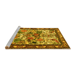 Sideview of Machine Washable Animal Yellow Traditional Rug, wshtr3955yw
