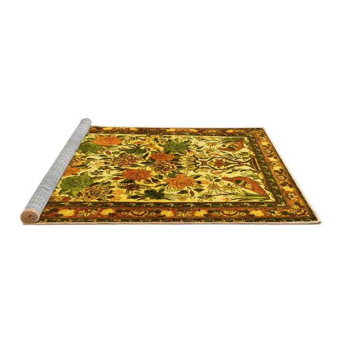 Sideview of Machine Washable Animal Yellow Traditional Rug, wshtr3955yw