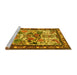 Sideview of Machine Washable Animal Yellow Traditional Rug, wshtr3955yw