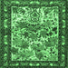 Square Machine Washable Animal Emerald Green Traditional Area Rugs, wshtr3955emgrn